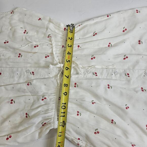 Apana Midi White Dress Cherries Pockets Large - Picture 9 of 11